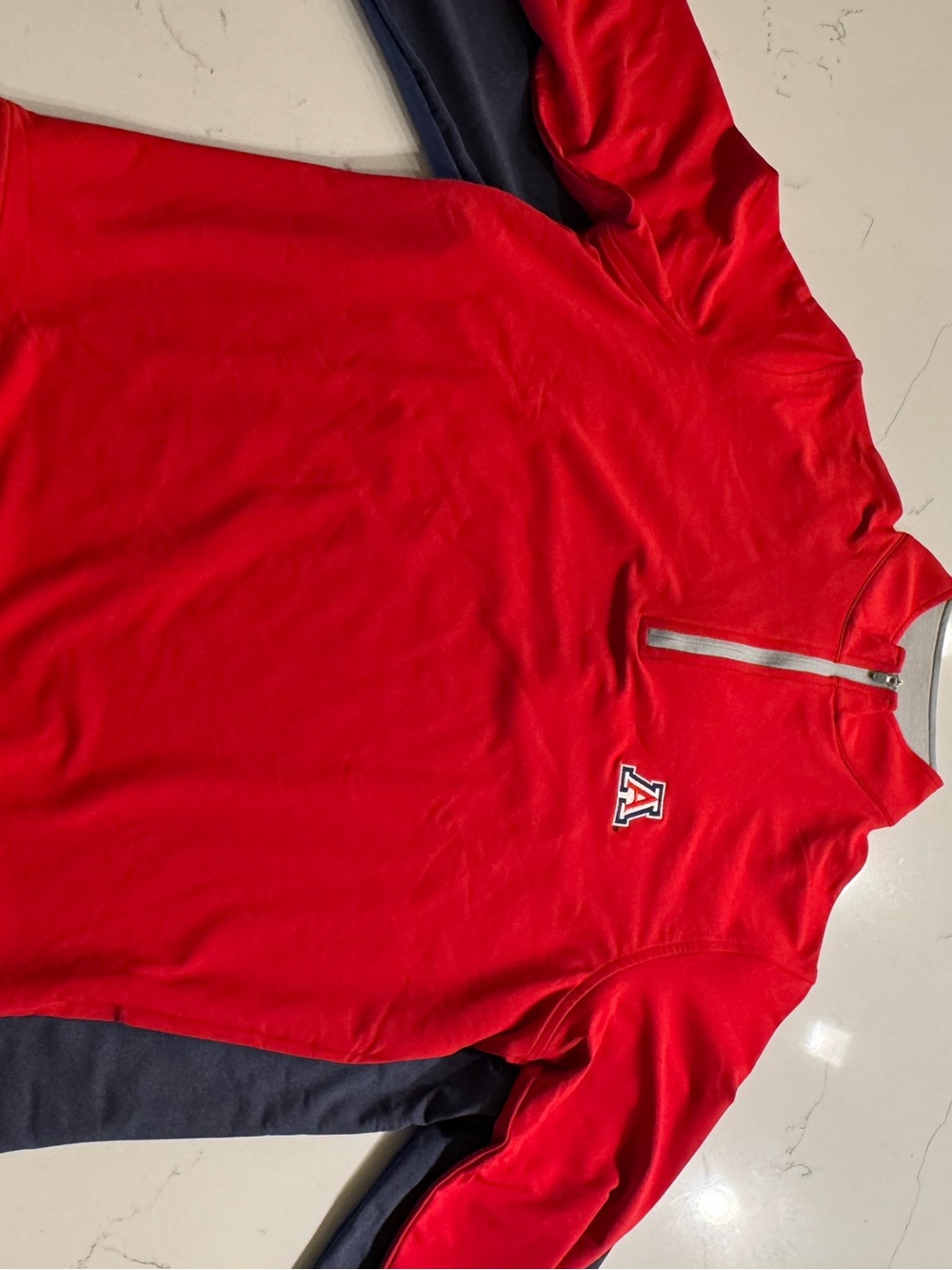 University of Arizona Peter Millar Red and Navy Zip-Up Sweater